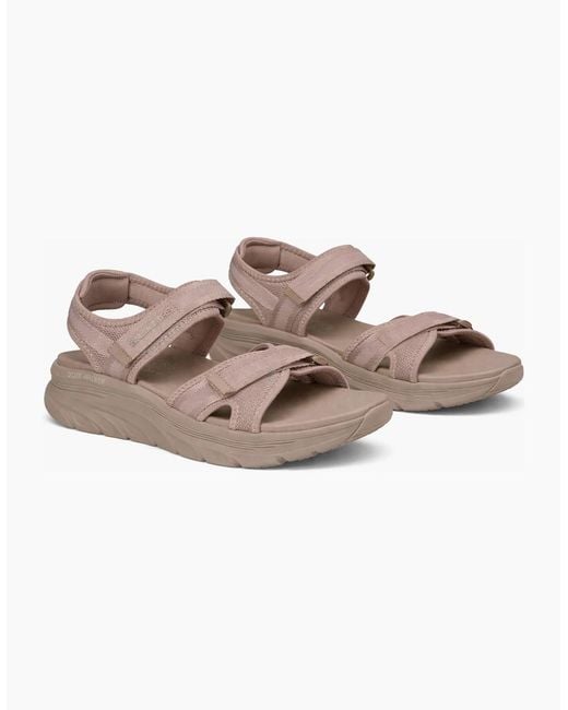 Skechers Natural D'Lux Walker Sandal-Bold City Ankle Strap Sandals Taupe