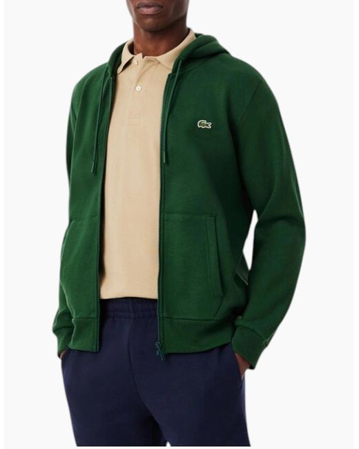 Lacoste Green Fleece Hoodie Zip Up Cotton Hoody for men