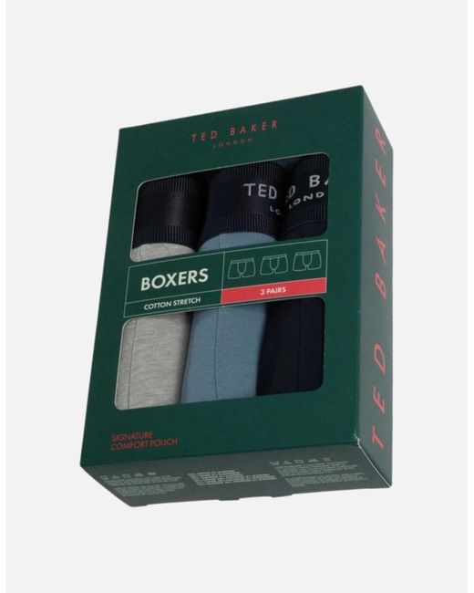 Ted Baker Blue 3-Pack Coloured Boxer Briefs for men
