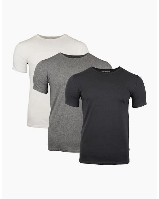 Tommy Hilfiger Black 3-Pack Premium Essentials Stretch T-Shirts, Heather for men