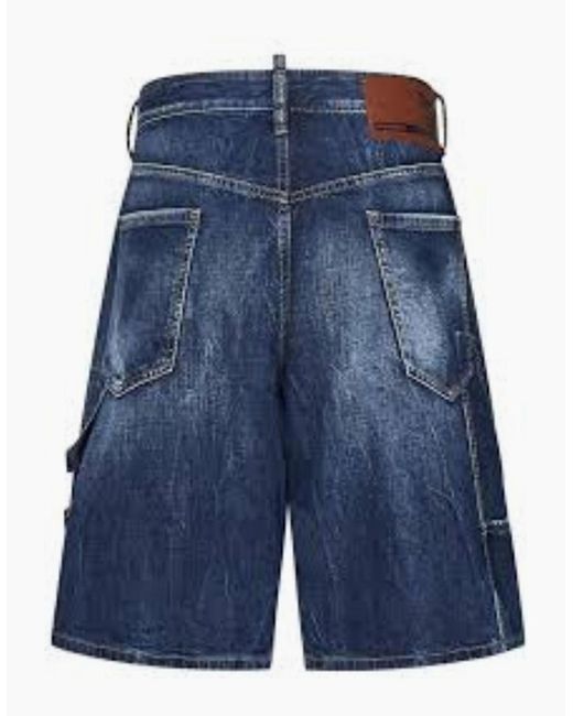DSquared² Blue Dark Semplice Carpenter Shorts for men