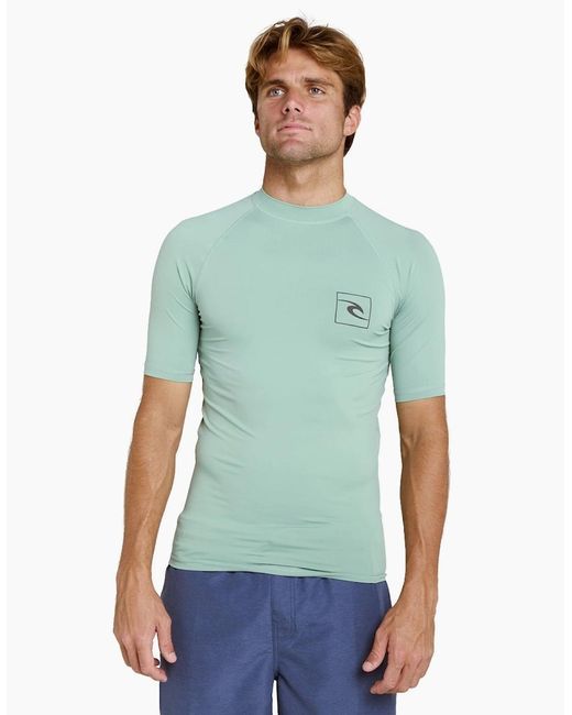 Rip Curl Green Rip Curl Streamline Upf Short Sleeve Rash Vest for men