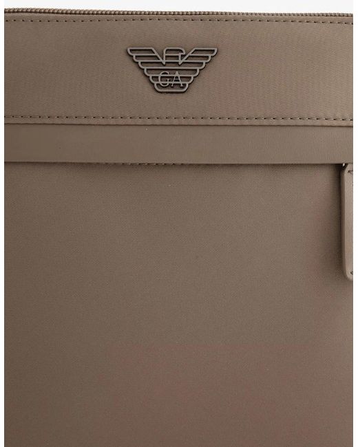 Emporio Armani Brown Nylon Eagle Logo Shoulder Bag for men
