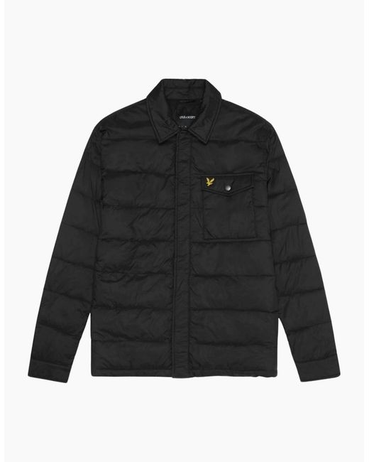 Lyle & Scott Black Lyle & Scott Branded Jet Wadded Collared Jacket for men