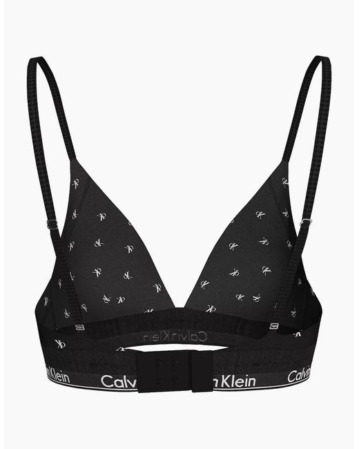 Calvin Klein Black Diamond Logo Print Lightly Lined Triangle Bra