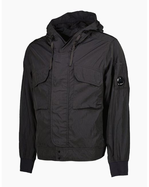 C P Company Black Chrome-R Hooded Lens Jacket for men