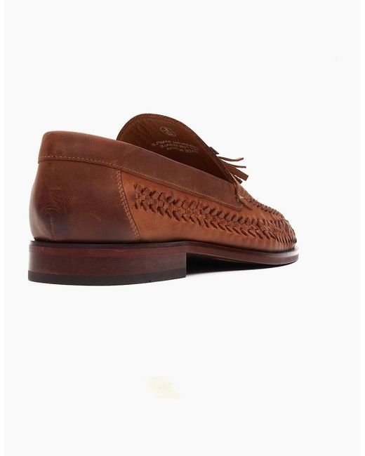 Base London Brown London Bracken Leather Tan Loafers for men
