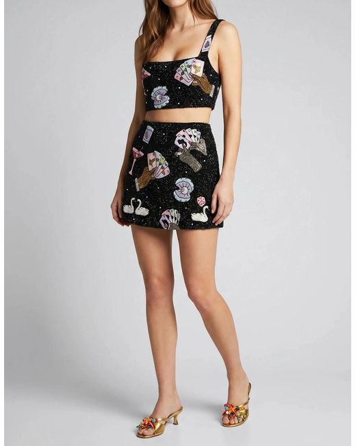 Oceanus Black Vegas Beaded Mini Party Beach Co-Ord Top