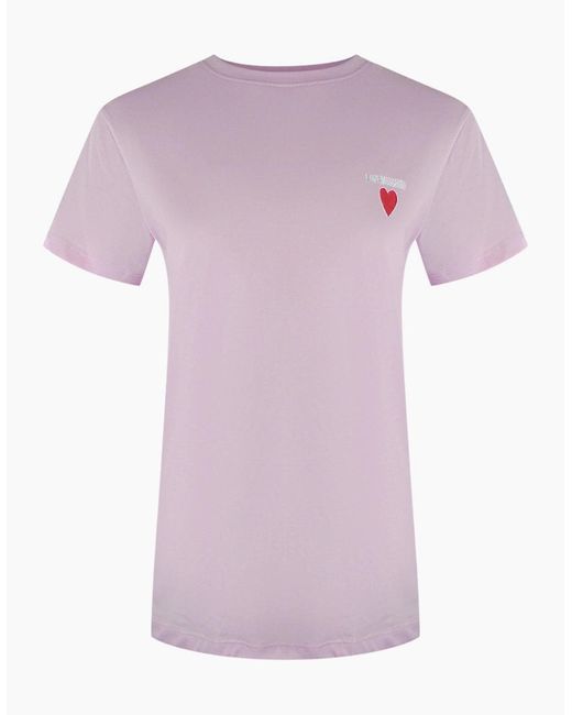 Love Moschino Pink Small Heart Signature Logo T-Shirt