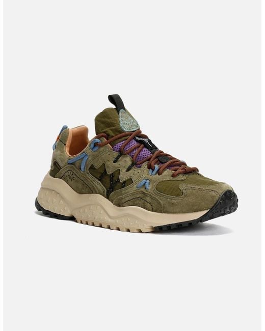 Flower Mountain Green Yamabushi Suede/Nylon Army Trainers