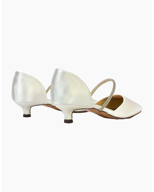 XY London White Ladies Laura Pointed Kitten Heel Court Shoes
