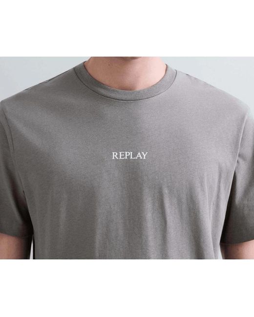 Replay Gray Basic Logo T-Shirt for men