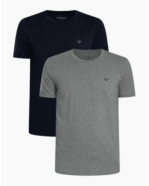 Emporio Armani Gray Cotton 2-Pack Round Neck Eagle Logo/ T-Shirt for men