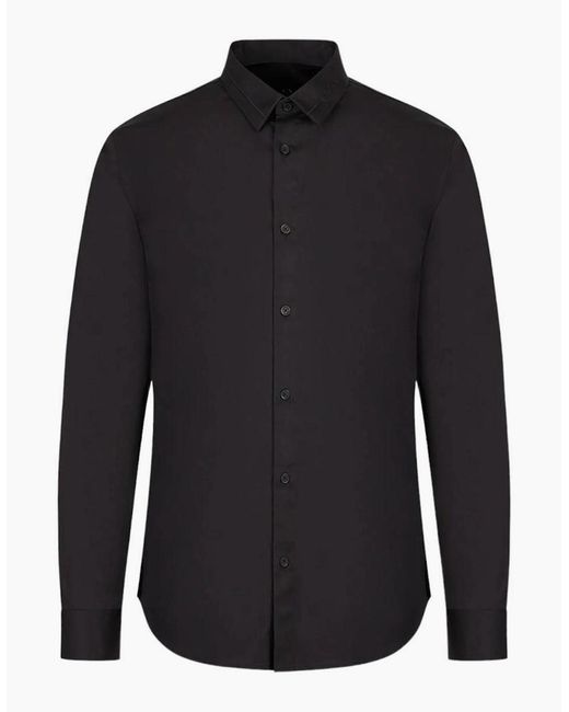 ARMANI EXCHANGE Blue Woven Cotton Shirt for men