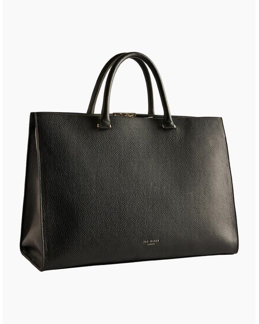Ted Baker Black Rousaly Bar Detail Large Leather Tote