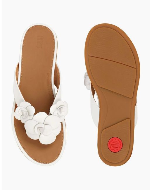 Fitflop White Gracie Flower Toe Post Sandals