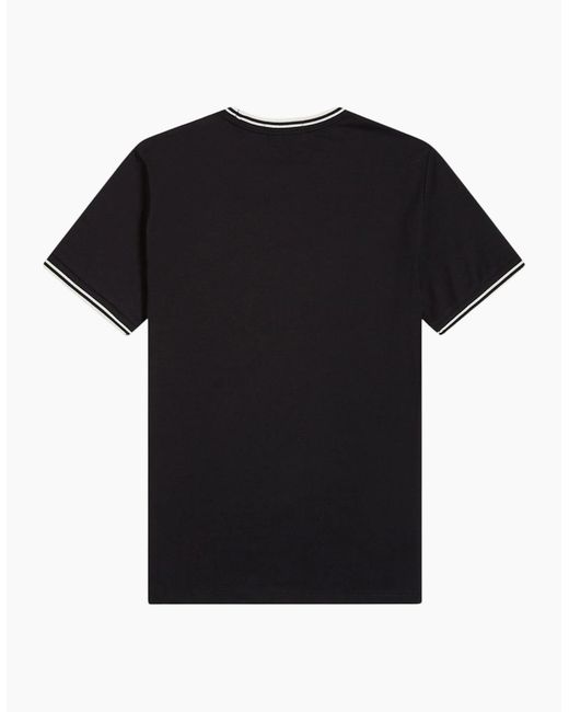Fred Perry Black Twin Tipped T Shirt Crew Neck Short Sleeve Summer Tee for men