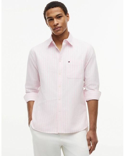 Tommy Hilfiger White Heritage Oxford Long Sleeve Striped Shirt for men