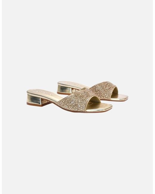 XY London Ladies Erica Metallic Low Block Heel Mule Sandals