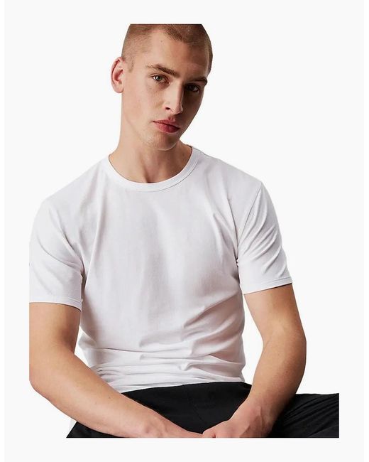 Calvin Klein Black 3-Pack Cotton Microfibre Stretch Crew-Neck T-Shirts for men