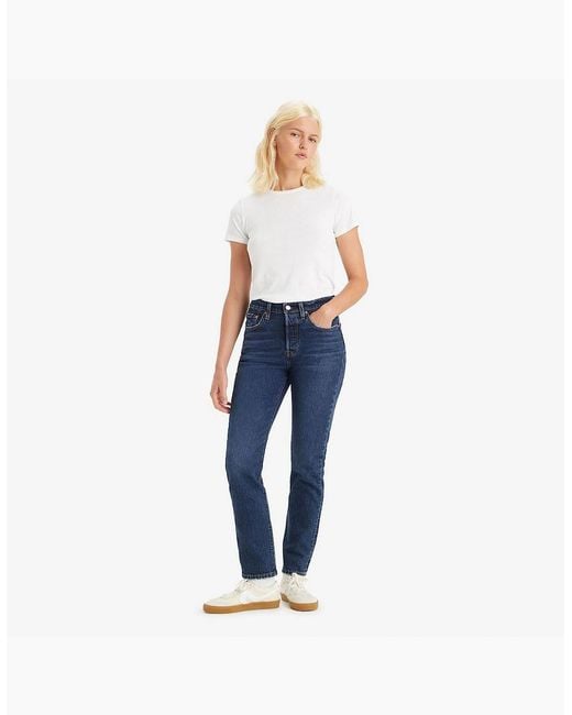 Levi's Blue 501 Five Pocket Straight Leg Jeans
