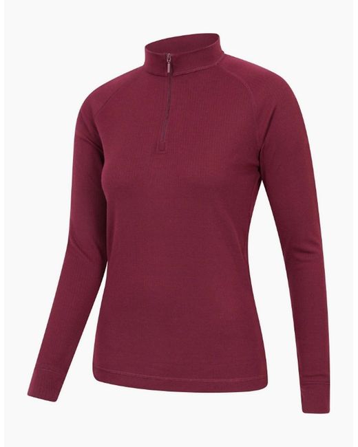Mountain Warehouse Red Ladies Talus Zip Neck Long-Sleeved Thermal Top