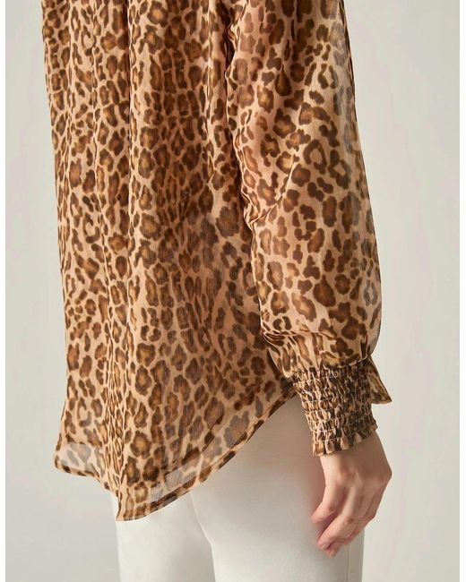 James Lakeland Brown Camel Leopard Print Blouse