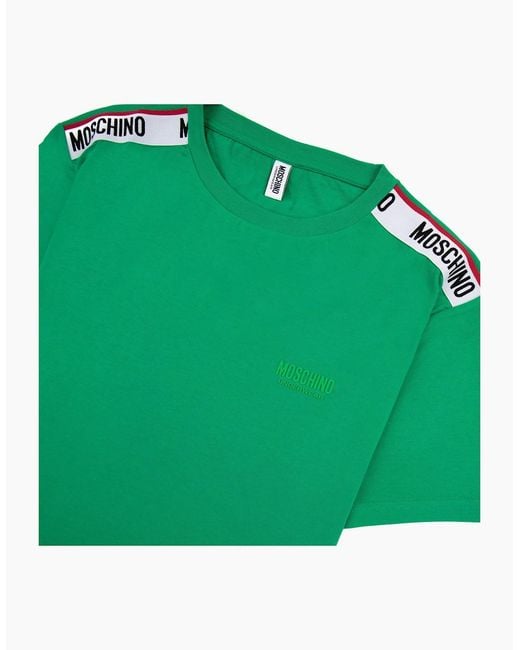 Moschino Green Underwear Tape Logo T-Shirt for men