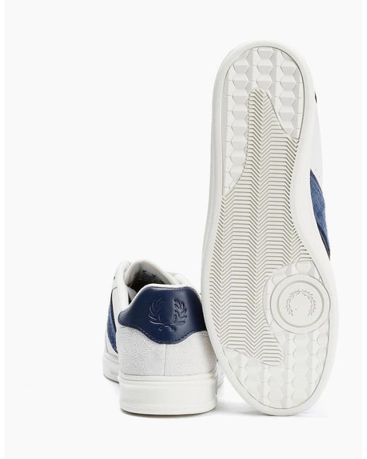 Fred Perry Blue B4 Textured Leather/Suede Trainers for men