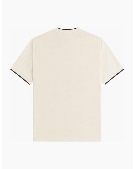 Fred Perry Natural Pocket Detail Piqué T-Shirt Ecru for men