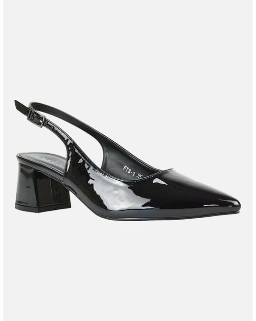 XY London Black Ladies Becky Patent Leather Sling Back Court Pumps