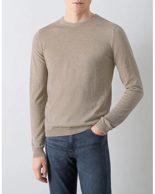 Oliver Sweeney Natural Merino Wool Crew Neck Jumper for men