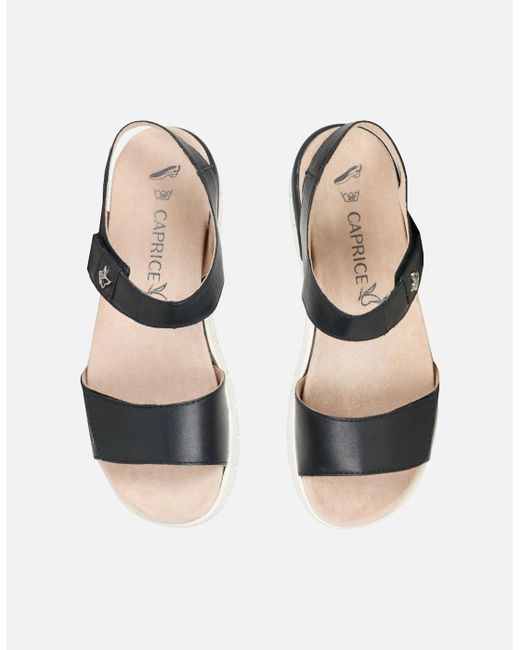 Caprice Black Trail Sandals