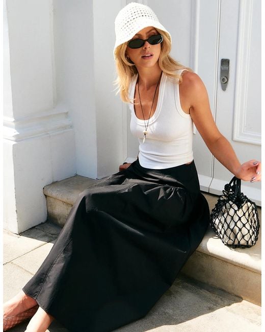 Ro&zo Black Cotton Gathered Skirt