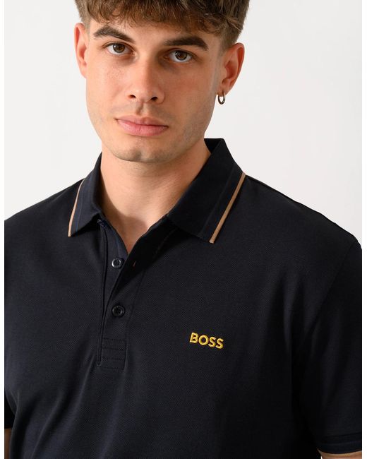 Boss Black Boss Paddy Cotton-Piqué Polo Shirt With Contrast Logo for men