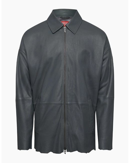 DIESEL Gray L Mart B Leather Jacket for men