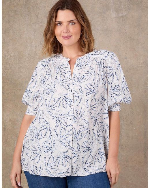 Live Unlimited London White Print Short Sleeve Top