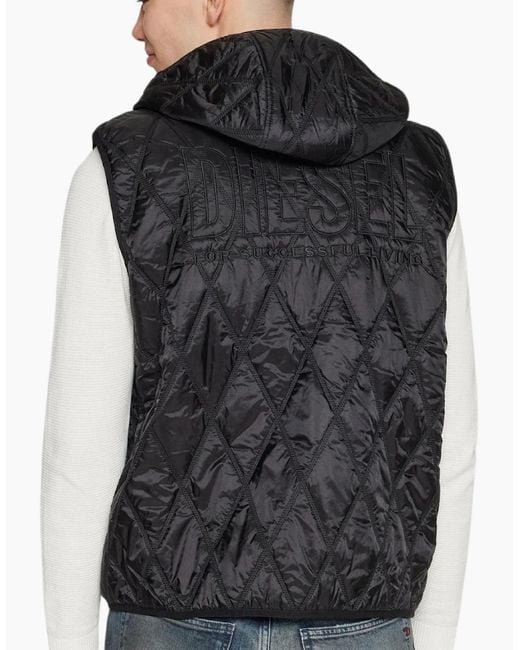 DIESEL Black Brand Logo Quilted Gilet Jacket for men