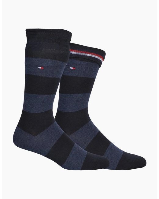 Tommy Hilfiger Blue 2-Pack Rugby Stripe Socks, Dark for men