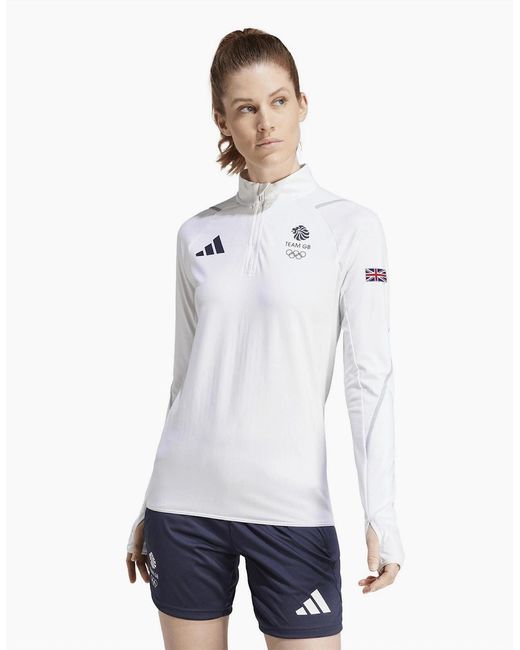 Adidas White Team Gb Performance Tracksuit Top