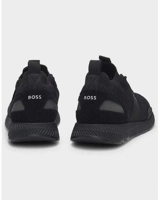 Boss Black Boss Titanium_Runn Structured-Knit Sock Trainers With Branding for men