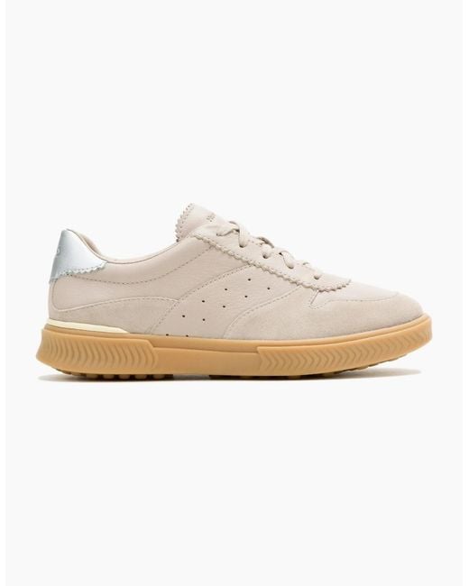 Hush Puppies White Mae Leather Taupe Trainers