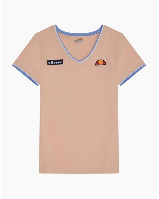 Ellesse Pink V-Neck Short Sleeve Jersey T-Shirt