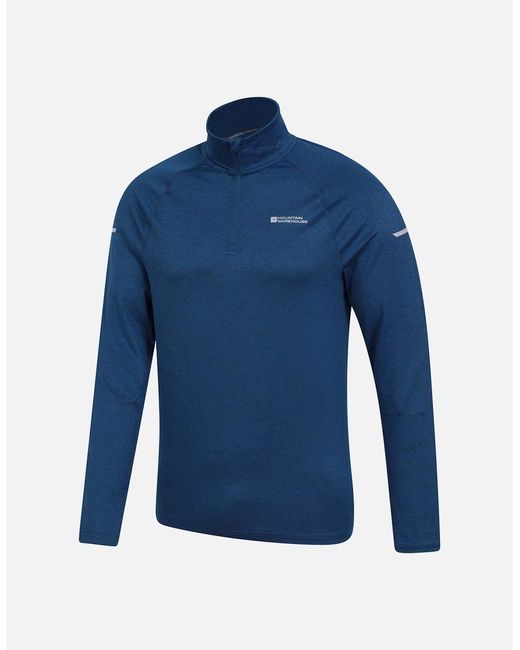 Mountain Warehouse Blue Echo Melange Recycled Half Zip Midlayer for men