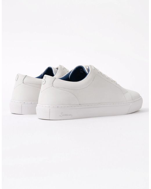 Oliver Sweeney White Hayle Antiqued Calf Leather Trainers for men