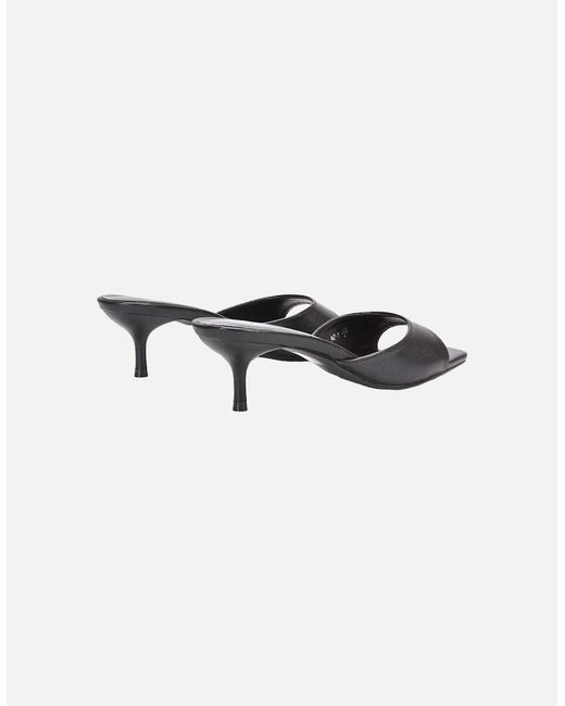 XY London Black Ladies Jane Square Toe Kitten Heel Mule Sandals