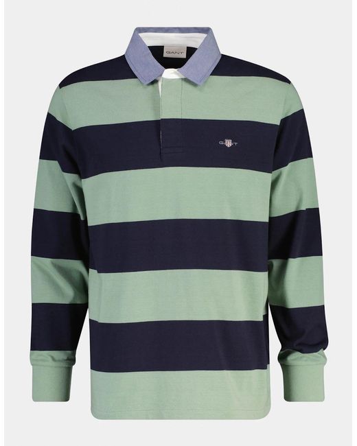 Gant Blue Regular Fit Chambray Stripe Heavy Rugger for men