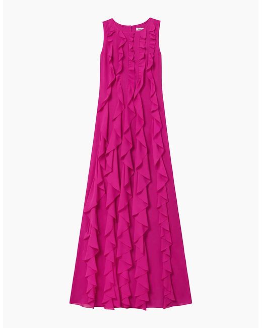 Ro&zo Pink Leonor Chiffon Waterfall Frill Maxi Dress