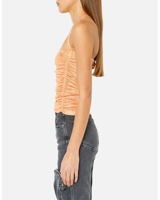 DIESEL Blue T-Dru Laminated Jersey Halter Neck Sleeveless Vintage Party Tops