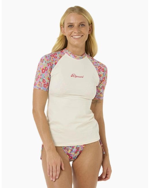 Rip Curl Natural Rip Curl Las Flores Upf Short Sleeve Rash Vest